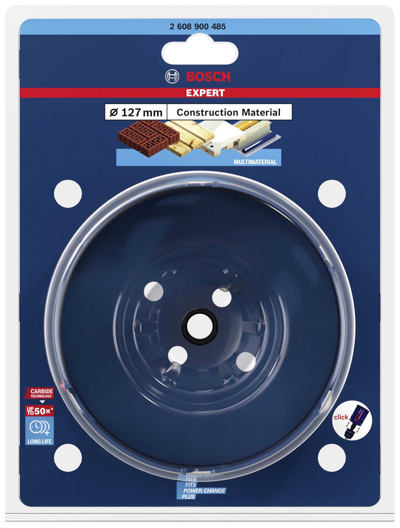'Bosch Expert Construction Material' Sägeblatt, 127 mm Durchmesser, geeignet für Ziegel und Gestein, Verpackung mit Schnellwechselsystem.