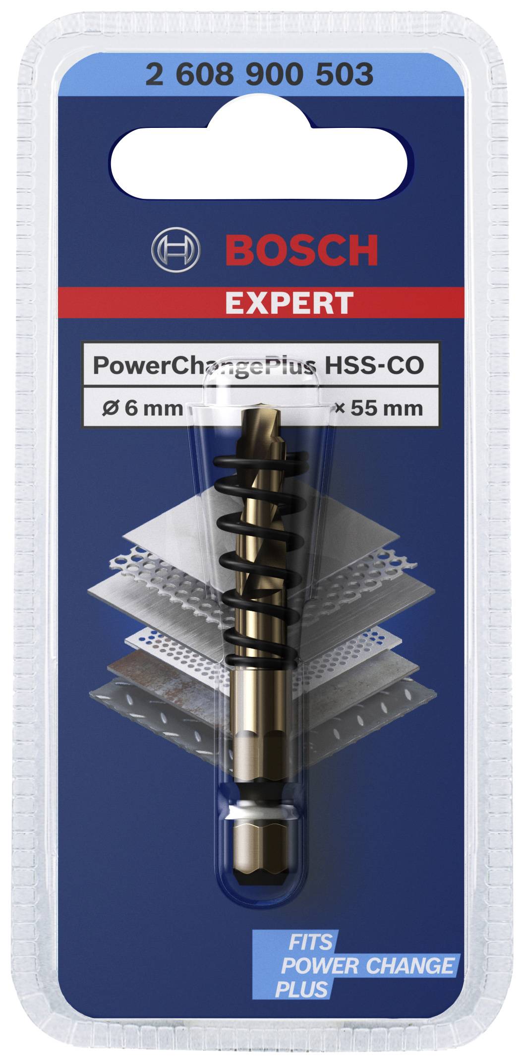 'Bosch Expert' Bohrspitze in Blisterverpackung für Metallbearbeitung, Größe 6 mm x 55 mm, kompatibel mit 'Power Change Plus'.