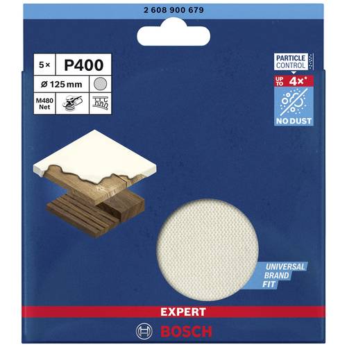 Thumbnail - Bosch Accessories EXPERT M480 2608900679 Schleifnetz für Exzenterschleifer ungelocht Körnung (num) 400 (Ø) 125 mm 5 St.