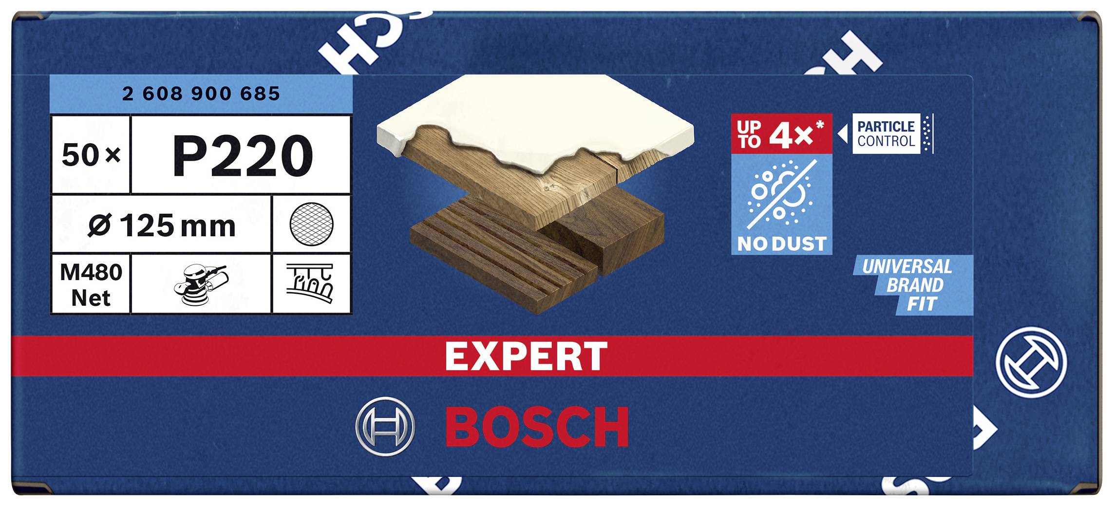 Bosch Accessories EXPERT M480 2608900685 Schleifnetz für Exzenterschleifer ungelocht Körnung (num) 220 (Ø) 125 mm 50 St.