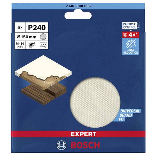 Thumbnail - Bosch Accessories EXPERT M480 2608900695 Schleifnetz für Exzenterschleifer ungelocht Körnung (num) 240 (Ø) 150 mm 5 St.