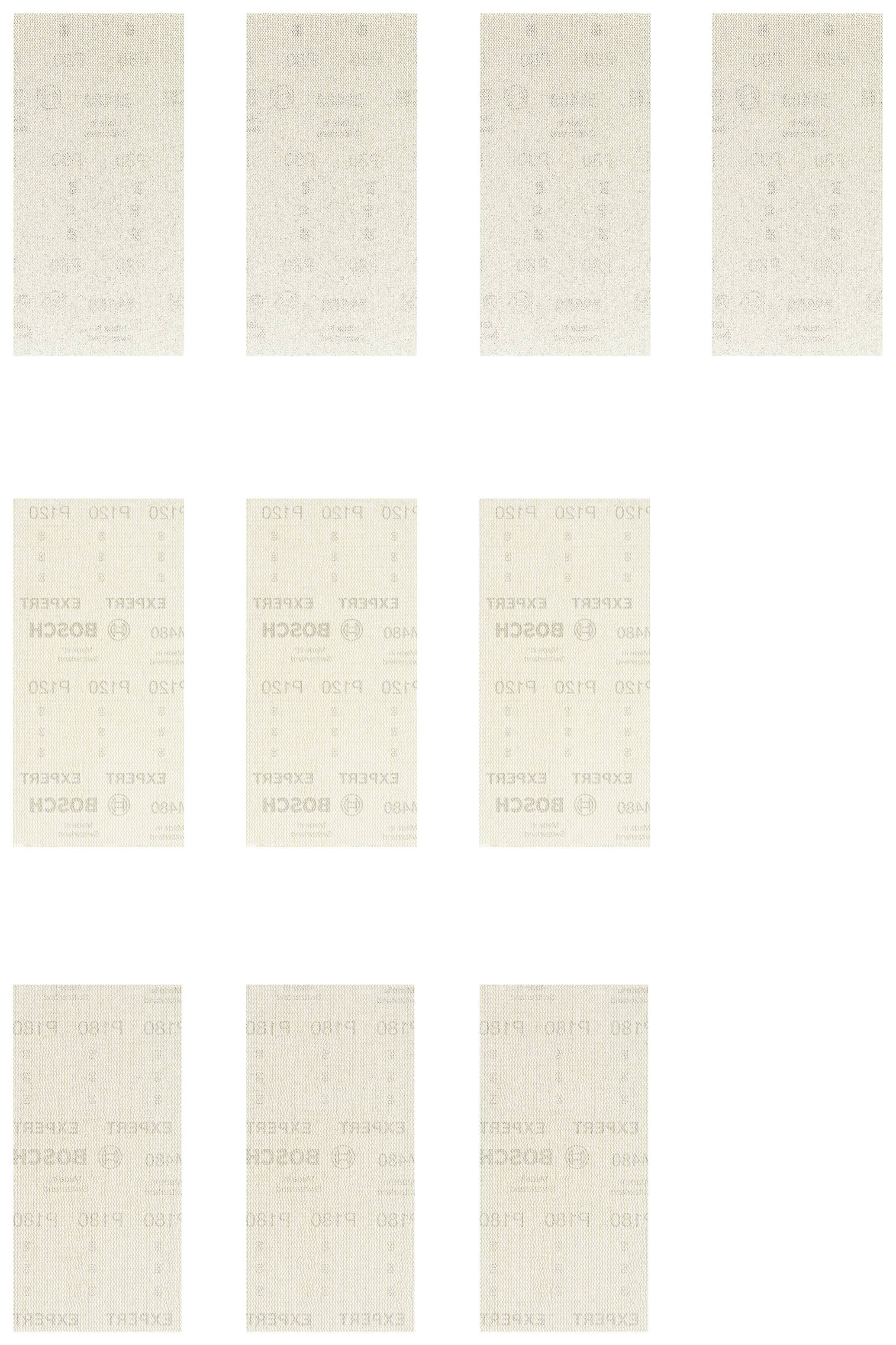 Bosch Accessories EXPERT M480 2608901206 Schuurnetset Geperforeerd Korrelgrootte (num) 80, 80, 80, 80, 120, 120, 120, 180, 180, 180 (l x b) 186 mm x 93 mm 10 afbeelding