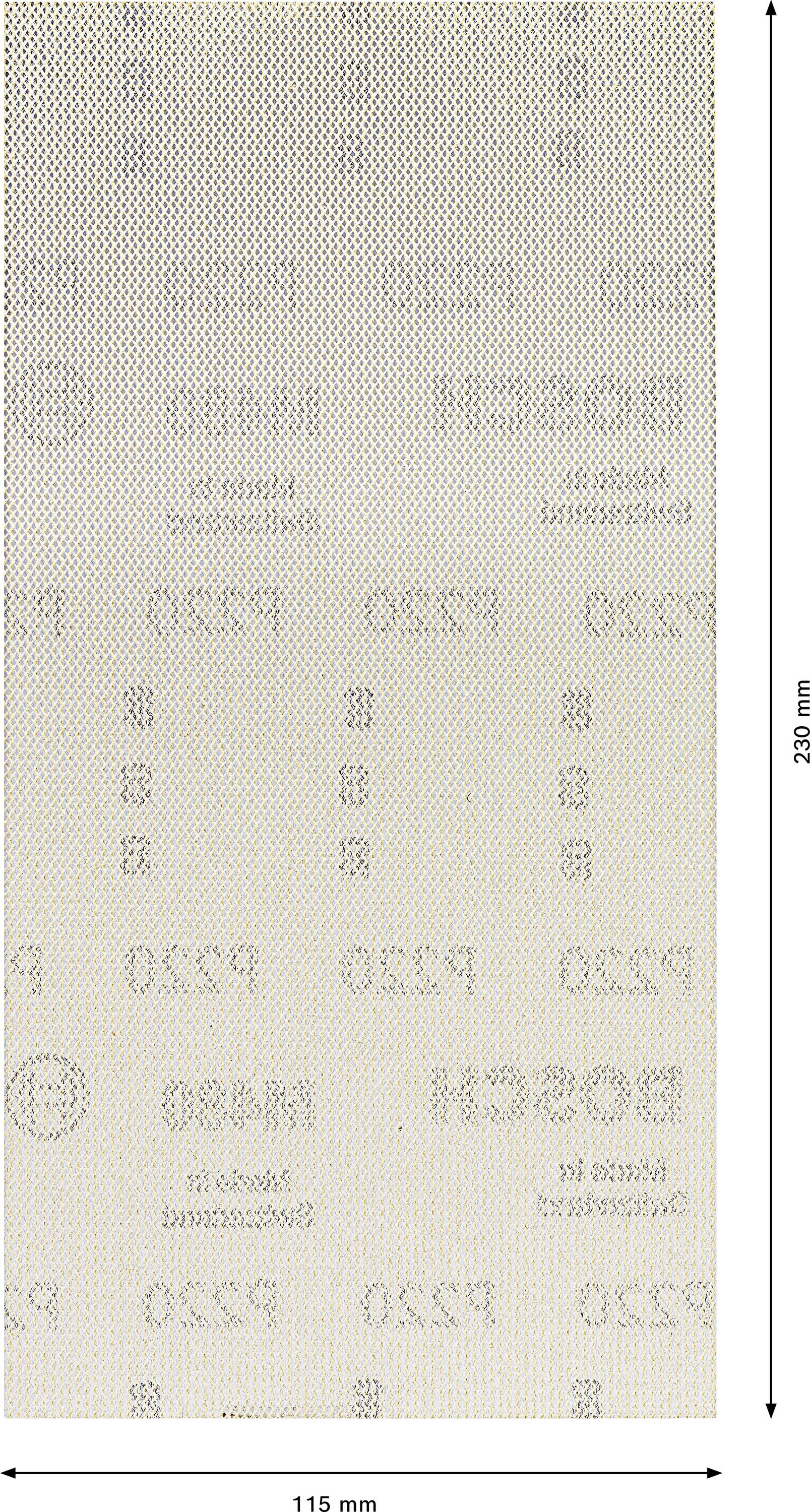 Schleifpapier Bogen von Bosch, Maße 115 mm x 280 mm, mit Körnung P1200 und P2500, in hellbeiger Farbe.