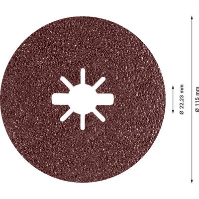Schleifscheibe mit einem Durchmesser von 115 mm und einer inneren Öffnung von 22,23 mm, beschrieben als ein Schleifwerkzeug.