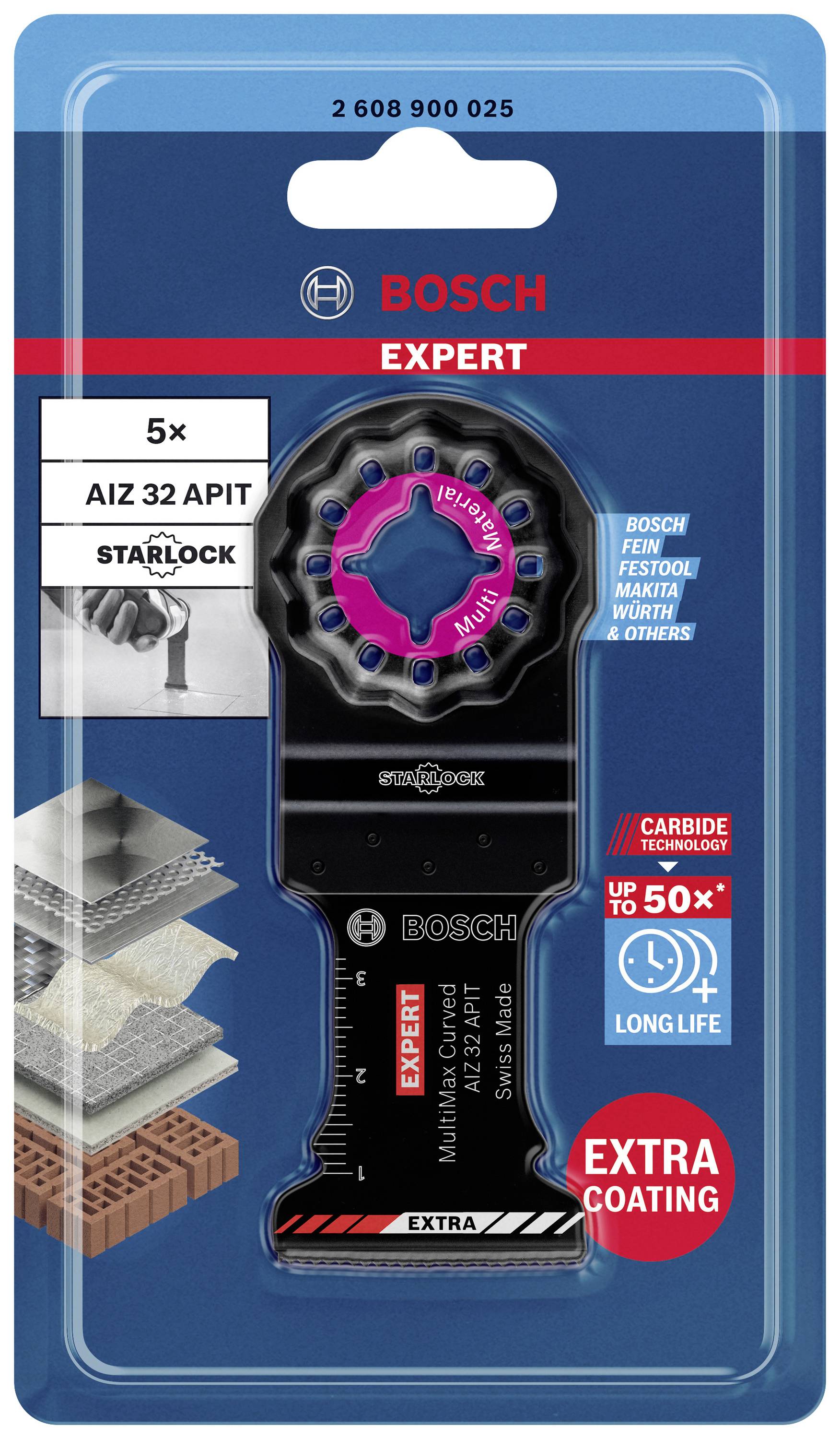 'Sägeblattverpackung: Bosch Expert Starlock für Holz und Metall, 5er-Pack, kompatibel mit Bosch, Fein, Festool, Makita. Lange Lebensdauer.'