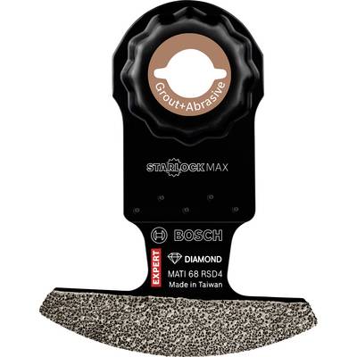 Bosch Starlock Max Sägeblatt, Expert für Fugen und Abrasivmaterial. Halbkreisform mit Diamantbesatz, geeignet für präzises Schneiden. Hergestellt in Taiwan.