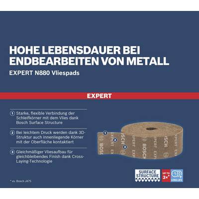 'Hohe Lebensdauer bei Endbearbeiten von Metall. Starke Verbindung, 3D-Struktur, gleiche Finish-Qualität.'