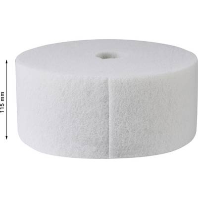 Große, runde weiße Filterrolle mit einer Höhe von 115 mm, scheint aus Filzmaterial zu bestehen. Ideal für Wasser- oder Luftfiltersysteme.