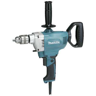 Eine elektrische Handbohrmaschine mit grünem Gehäuse und schwarzem Griff, geeignet zur Bearbeitung von Holz und Metall.