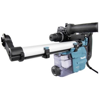 Ein elektrischer Bohrhammer mit Staubabsaugung. Markantes Design mit blauem und schwarzem Gehäuse, geeignet für Bauarbeiten.