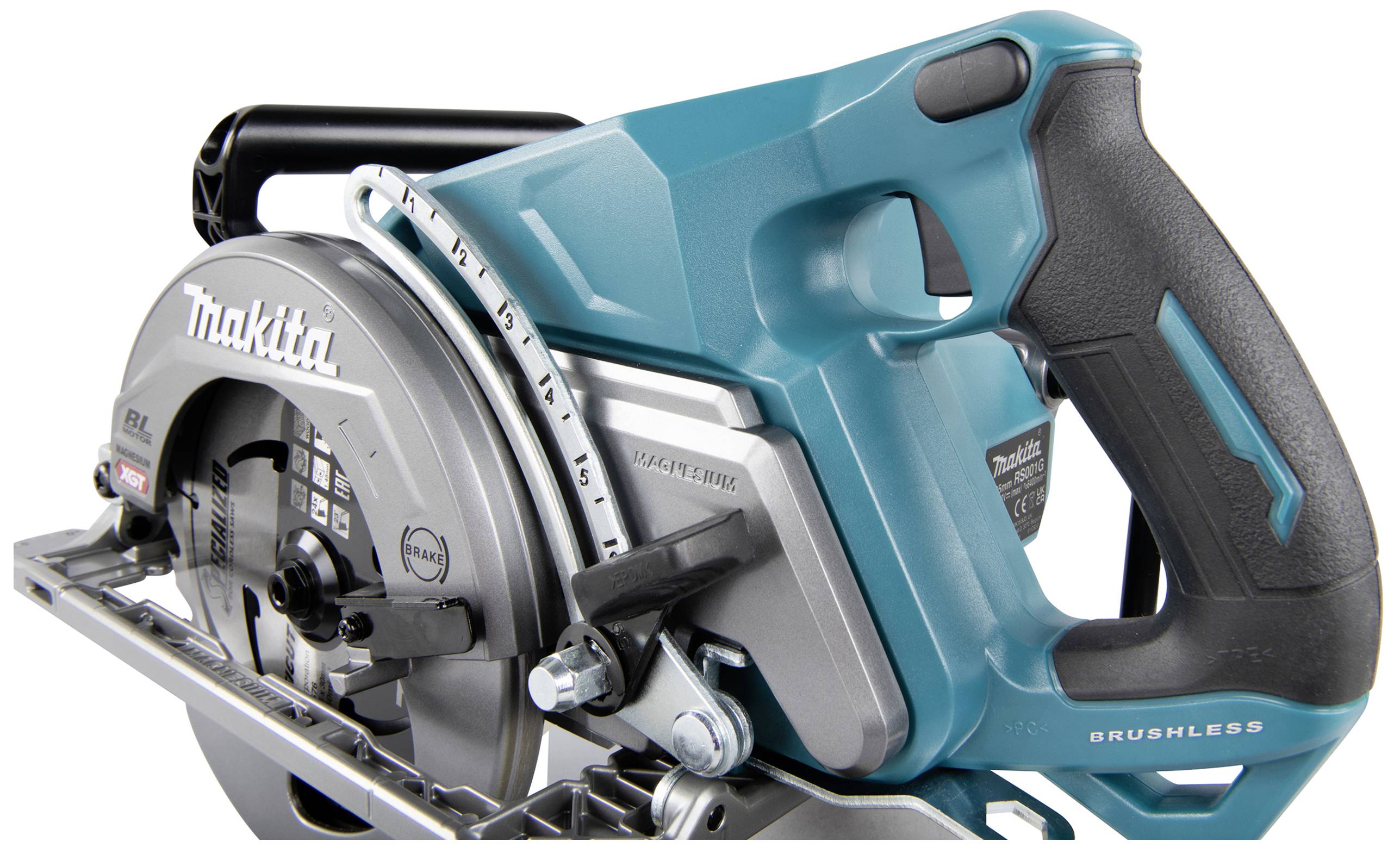 Akkubetriebene Handkreissäge mit ergonomischem Griff, blauem Gehäuse und silberner Klinge, geeignet für präzise Holzarbeiten.