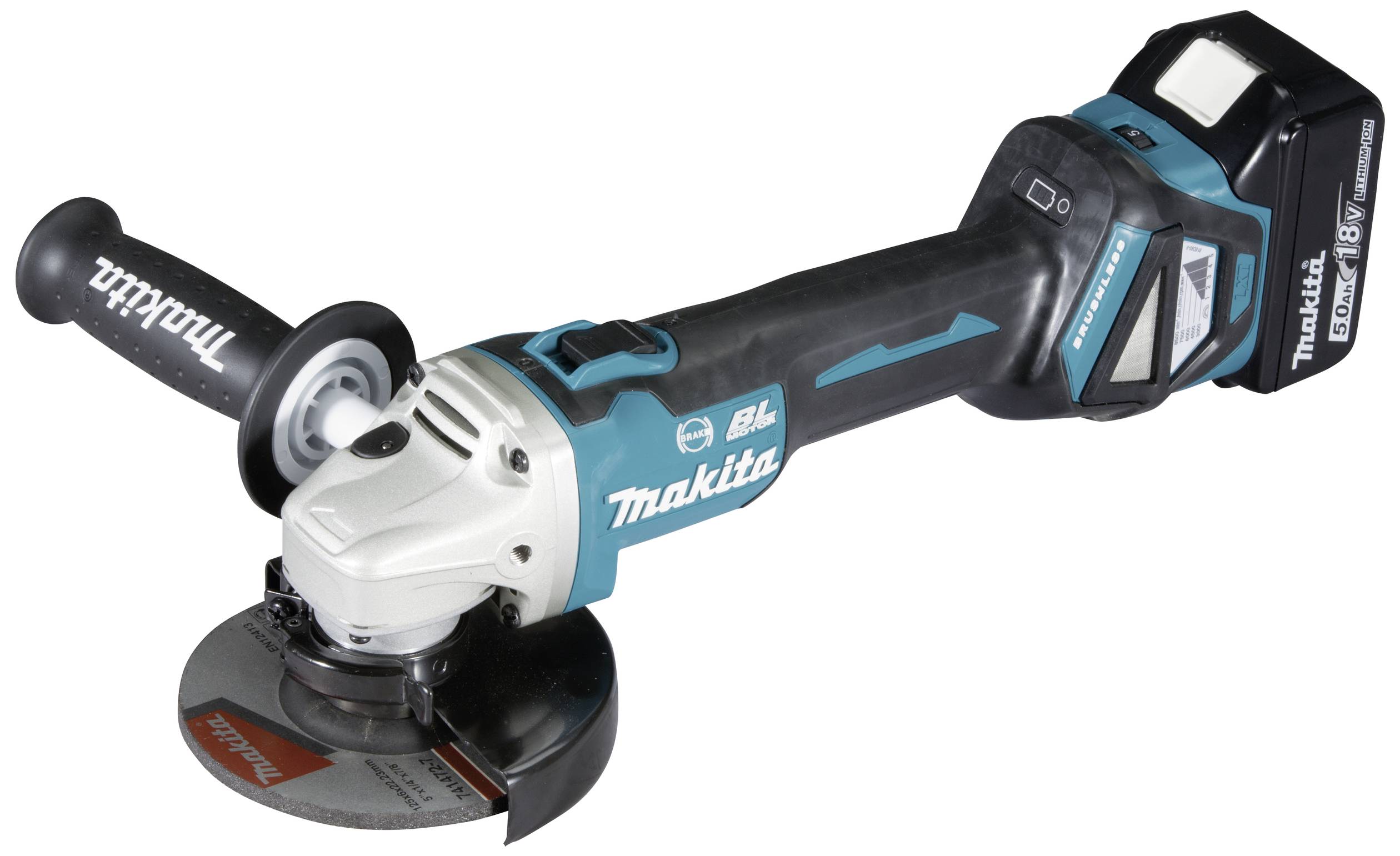 Makita DGA513RTJ DGA513RTJ Vinkelslip batteridriven 125 mm inkl. laddare, inkl. 2x batterier, inkl. väska 18 V 5 Ah