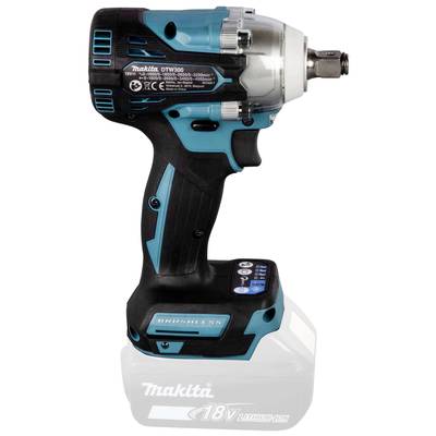 Kabelloser Schlagschrauber von Makita, Modellnummer DTW300, mit blau-schwarzem Gehäuse und bürstenlosem Motor.