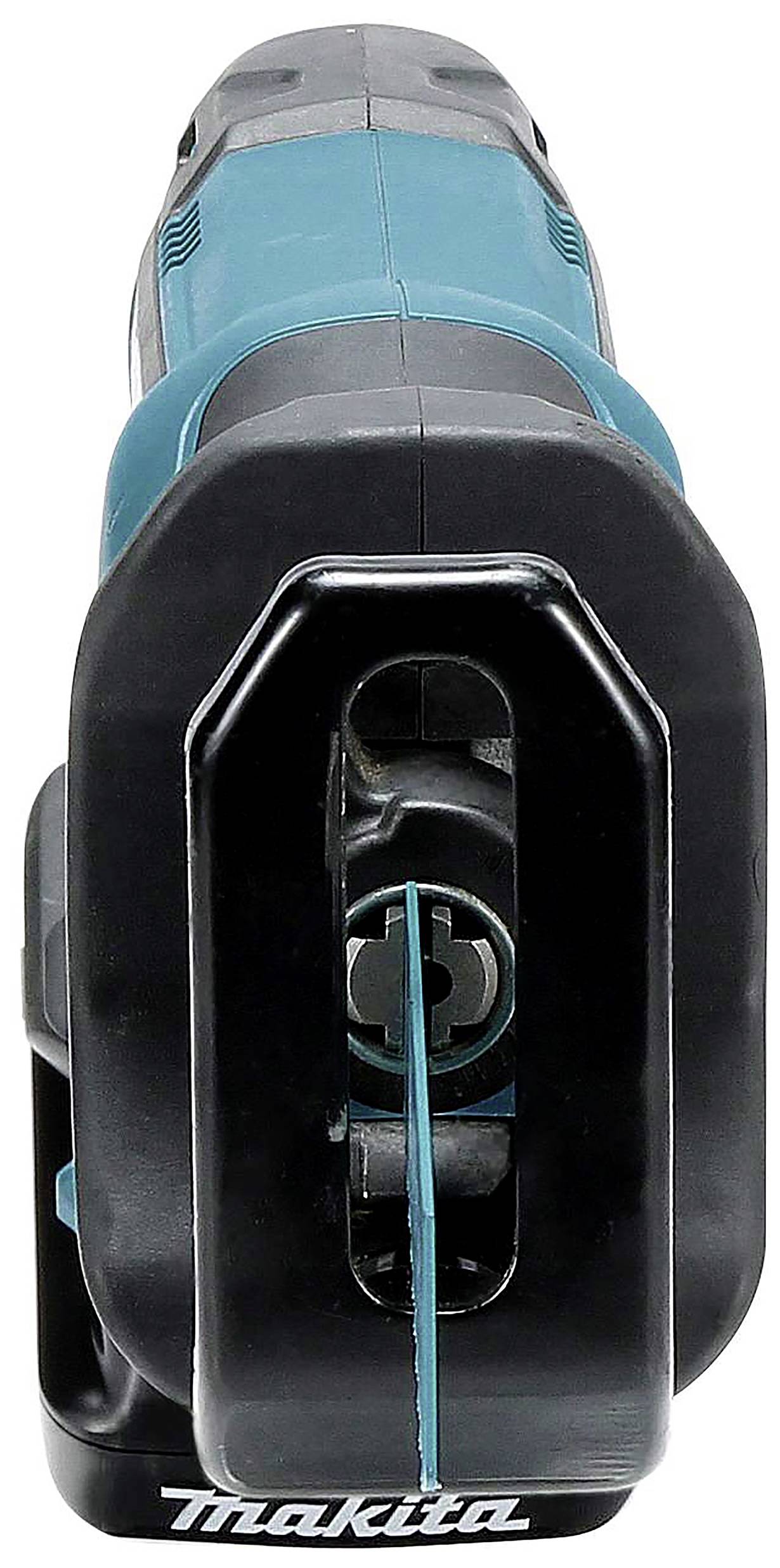 'Es ist eine enge Ansicht einer elektrischen Säge.'