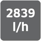 '126,9 l/h' in dunkler Schrift auf grauem Hintergrund, möglicherweise ein Anzeigewert für einen Verbrauch oder eine Rate.