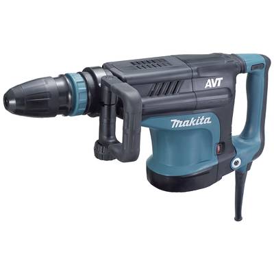 Ein Bohrhammer der Marke Makita in Blau und Schwarz, seitlich abgebildet.