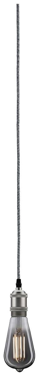 Eine einzelne hängende Glühbirne mit sichtbarem Glühfaden und langem Kabel, modern und minimalistisch gestaltet.