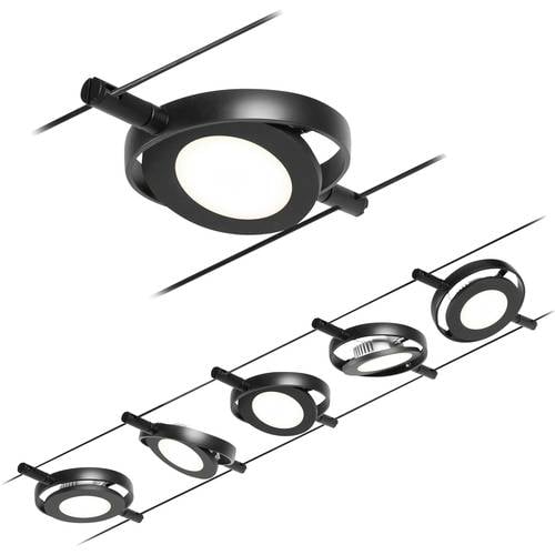 Paulmann RoundMac 94418 Seil-Komplettsystem LED fest eingebaut LED Schwarz (matt), Chrom