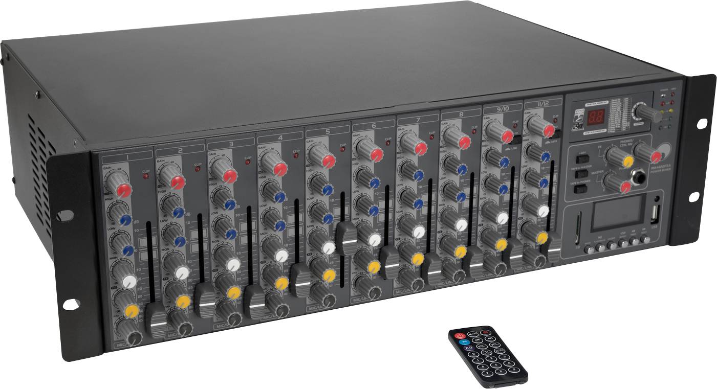 Omnitronic RM-1422FXA 2x 400 W Powermixer Kanäle:12 USB-Anschluss