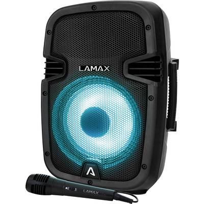 Lamax PartyBoomBox300 Karaoke-Anlage spritzwassergeschützt, Stimmungslicht, wiederaufladbar, Inkl. Mikrofon, Inkl. Fernb