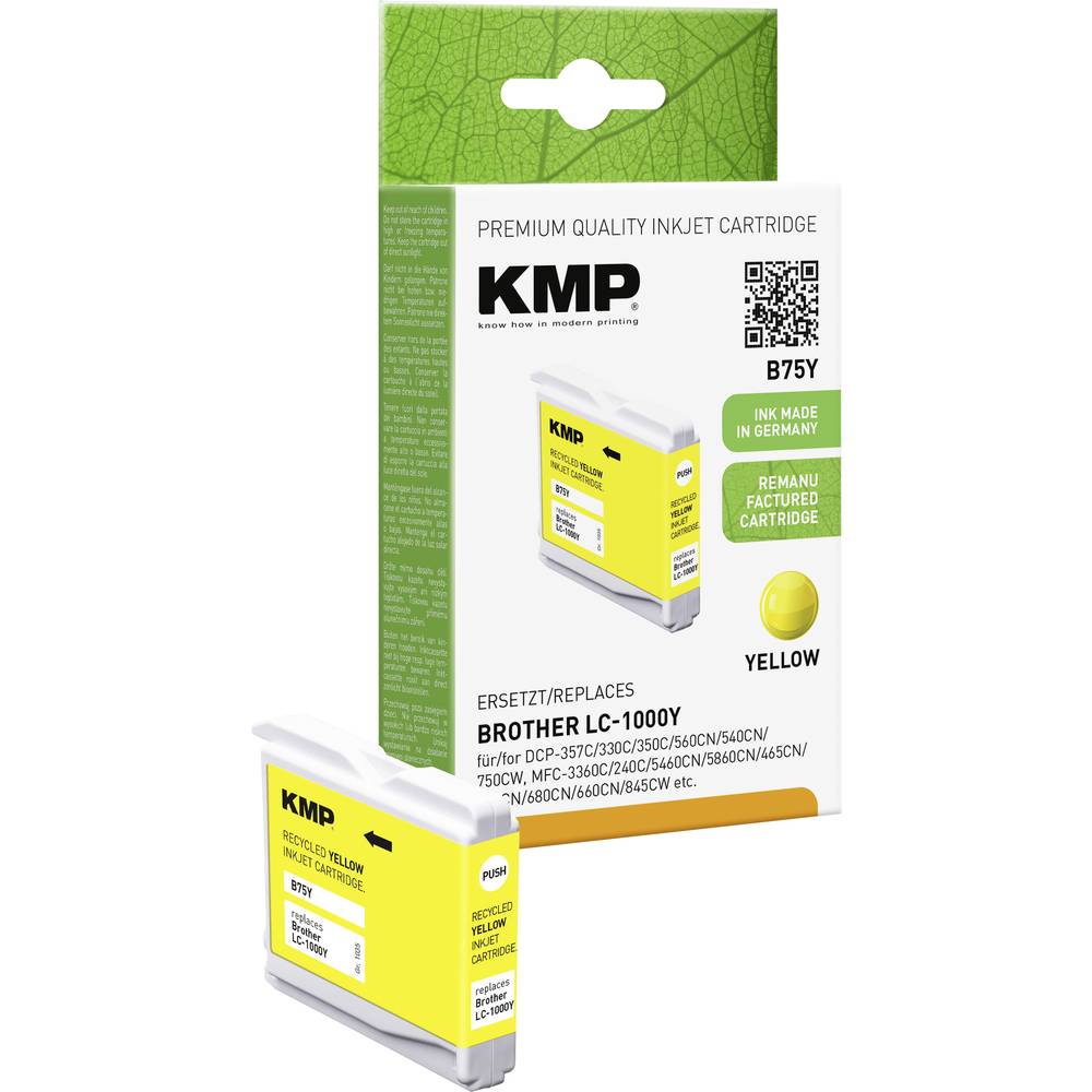 KMP Cartridge vervangt Brother LC1000Y Compatibel Enkel Geel B75Y 1035,4009