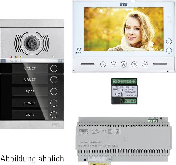 Grothe V-2V-VMO-ASU1-03WE Video-Türsprechanlage 2-Draht, WLAN Komplett-Set Schwarz