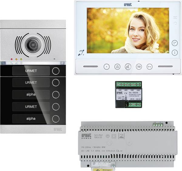 Grothe V-2V-VMO-ASU1-04WE Video-Türsprechanlage 2-Draht, WLAN Komplett-Set Schwarz