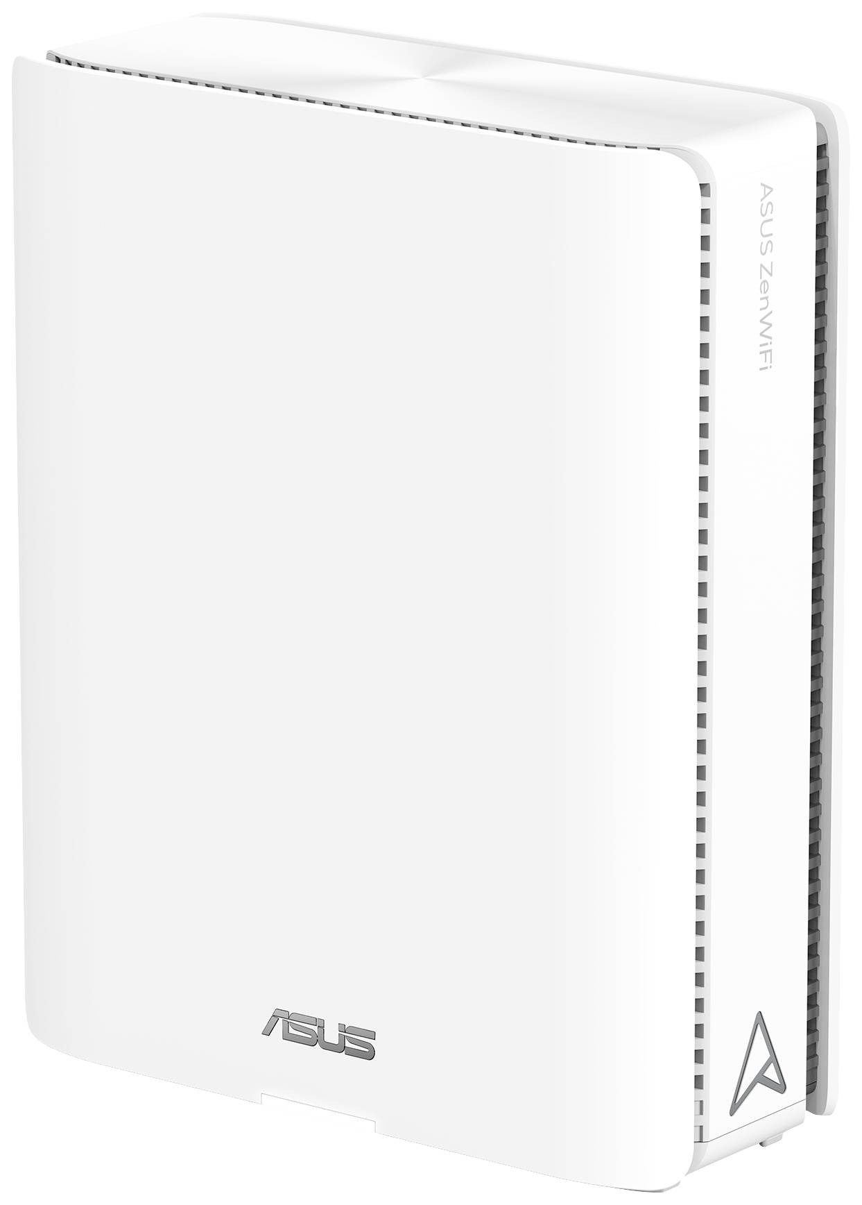 Ein weißer ASUS WiFi-Router mit vertikalen Lüftungsöffnungen an der Seite.