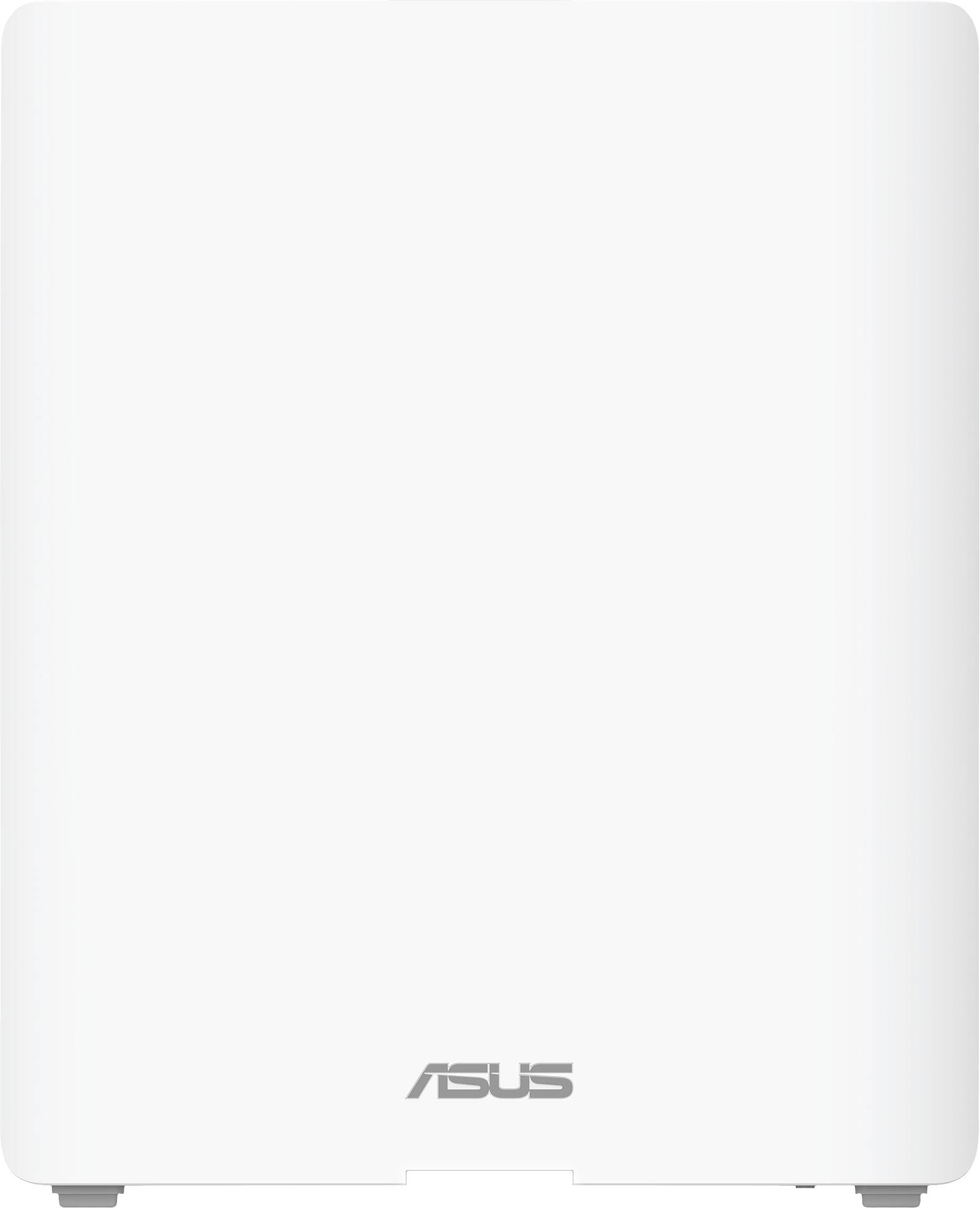 Weißes rechteckiges Gerät mit Asus-Logo unten, wahrscheinlich ein technisches Produkt wie ein Router oder Modem.