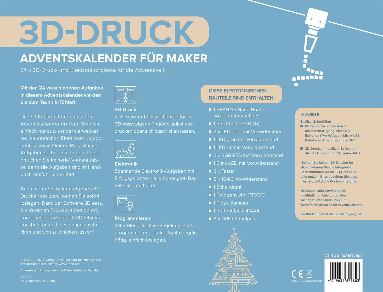 Franzis Verlag 3D-Druck Informatik & Technik, Technik, Elektronik Adventskalender Altersklasse ab 14 Jahre-2