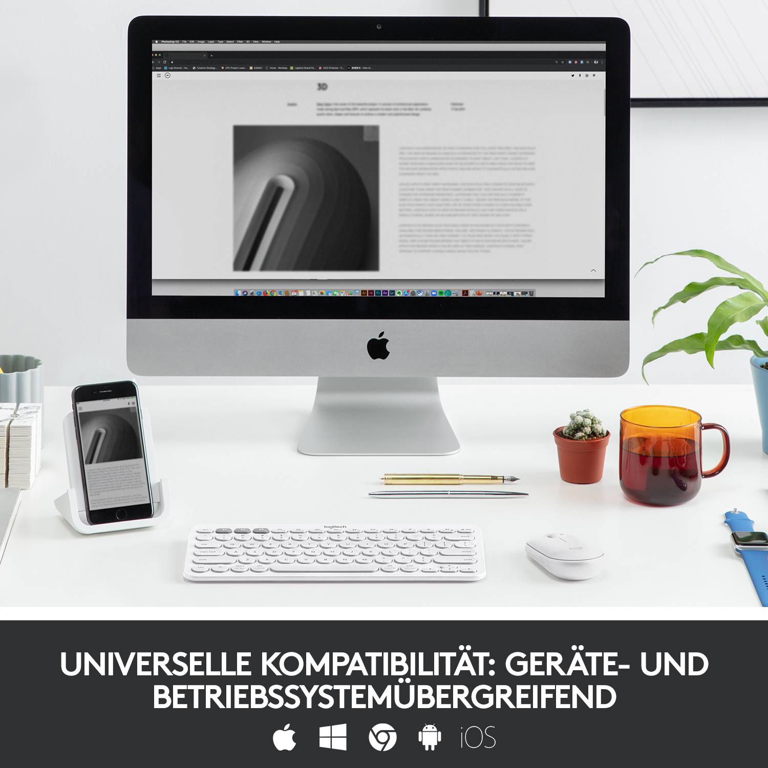 Logitech K380 Multi-Device Bluetooth® Keyboard Bluetooth® Tastatur Deutsch, QWERTZ Weiß-3