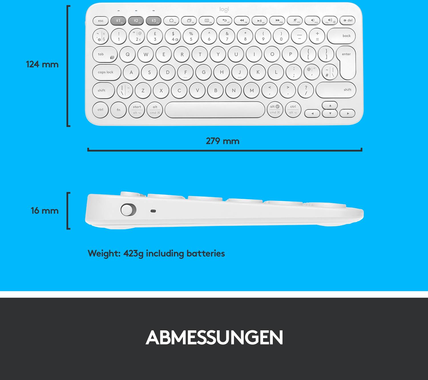 Logitech K380 Multi-Device Bluetooth® Keyboard Bluetooth® Tastatur Deutsch, QWERTZ Weiß-7