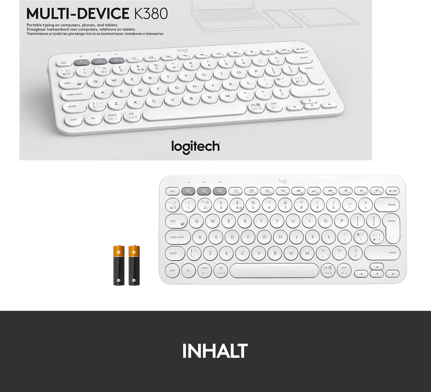 Logitech K380 Multi-Device Bluetooth® Keyboard Bluetooth® Tastatur Deutsch, QWERTZ Weiß-8