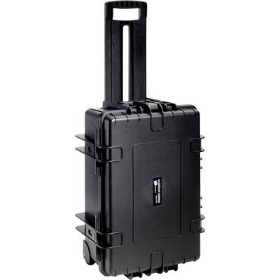 Ein robuster, schwarzer Rollkoffer mit Griff, ideal für den sicheren Transport empfindlicher Ausrüstung.