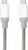 Zwei silberne USB-C-Kabel mit geflochtenen Hüllen, nebeneinander liegend.