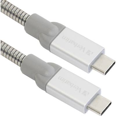 Zwei USB-C-Kabel mit grauen und silbernen Anschlüssen, beschriftet mit 'Verbatim'.