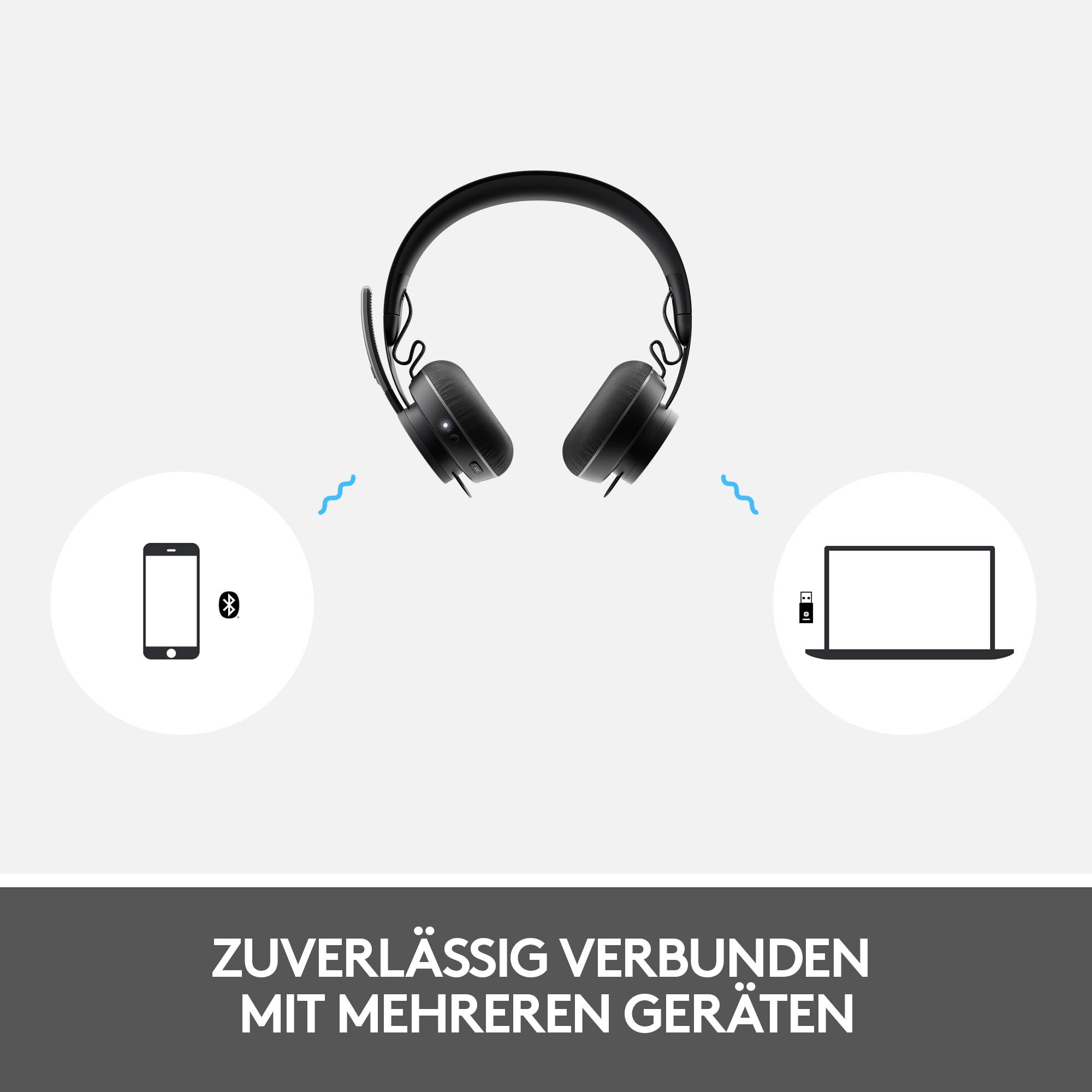 Logitech Zone 900 On Ear Headset Bluetooth® Graphit Mikrofon-Rauschunterdrückung Lautstärkeregelung, Mikrofon-Stummschal-5