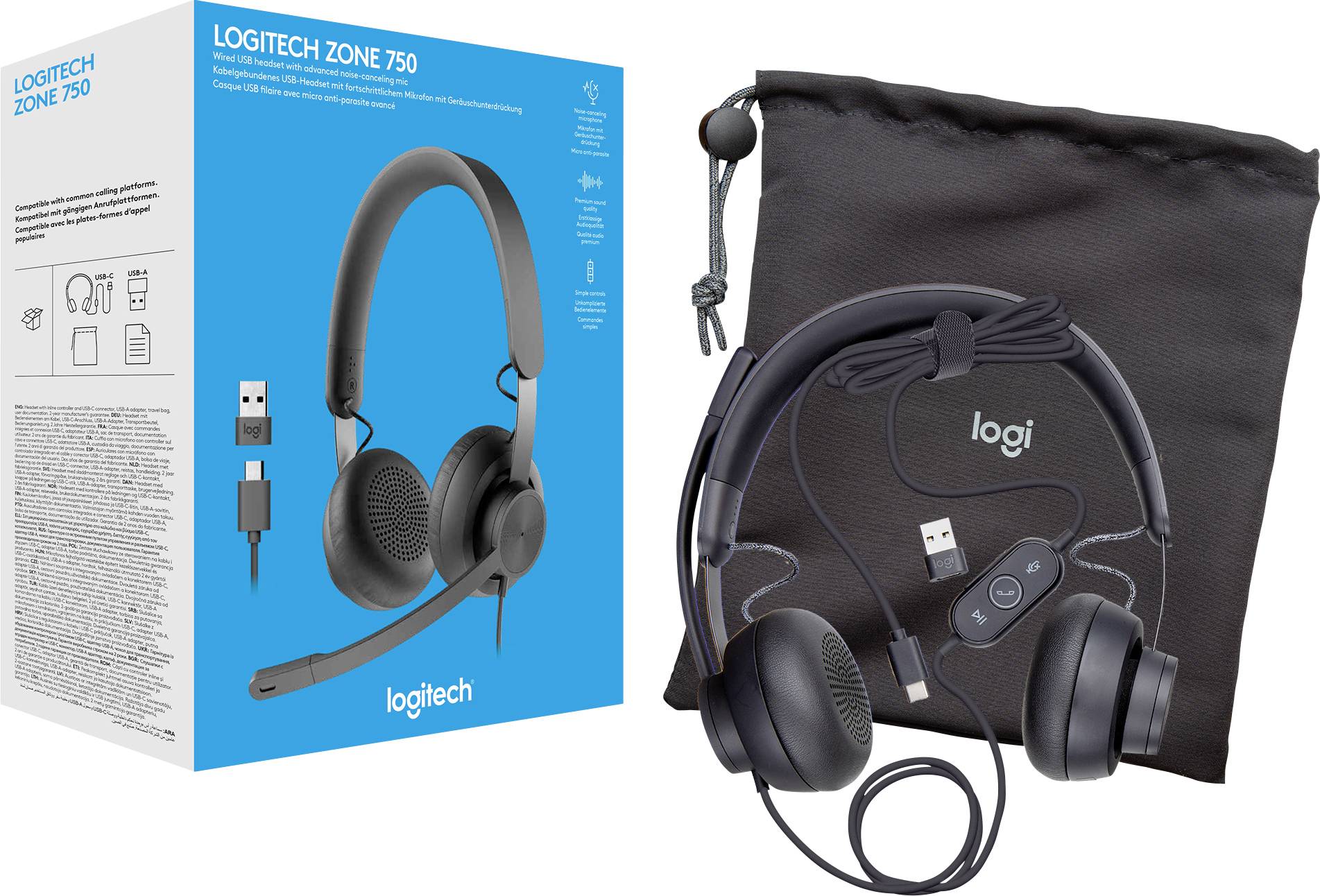 Logitech Zone 750 - Headset - On-Ear - kabelgebunden-3
