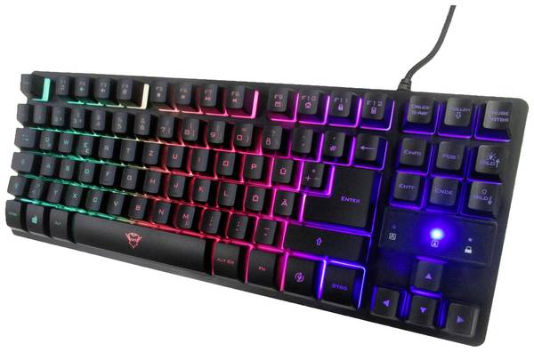 Trust GXT833 THADO TKL USB, Kabelgebunden Gaming-Tastatur Deutsch, QWERTZ Schwarz, RGB Beleuchtet, Multimediatasten