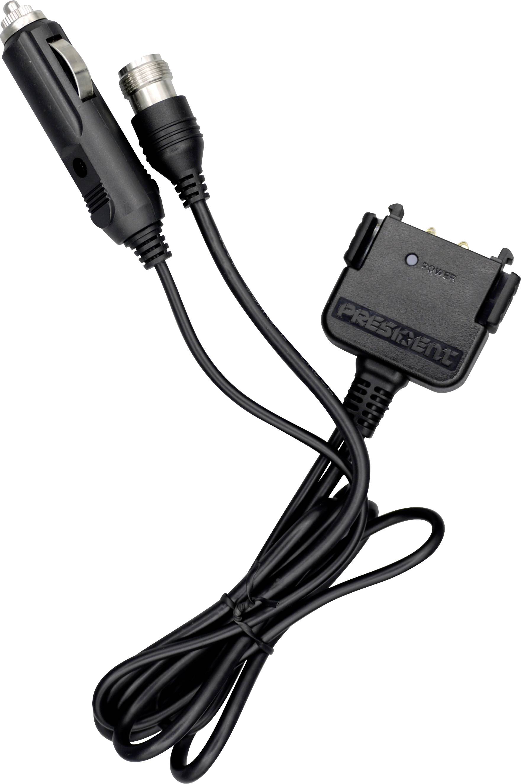 'Präsident CB-Funk-Ladekabel' mit Autoanschluss und Adapterkabel, geeignet für mobile Geräte. Hauptnutzung: Laden und Verbindung.