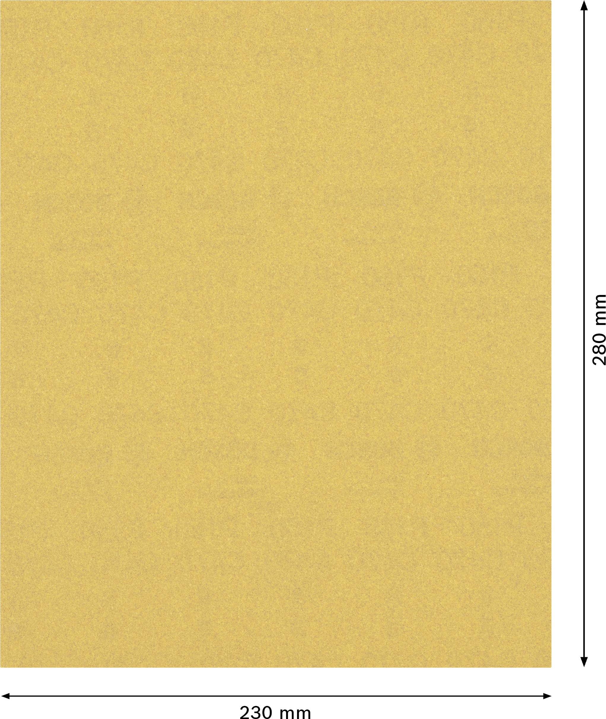 Ein gelbes, rechteckiges Blatt Papier, Abmessungen: 230 mm Breite und 280 mm Höhe.