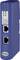 Netzwerkgerät in Blau mit zwei Ethernet-Ports und LED-Anzeigen. Beschriftungen zeigen den Status von Betrieb, Fehlern und Verbindung.