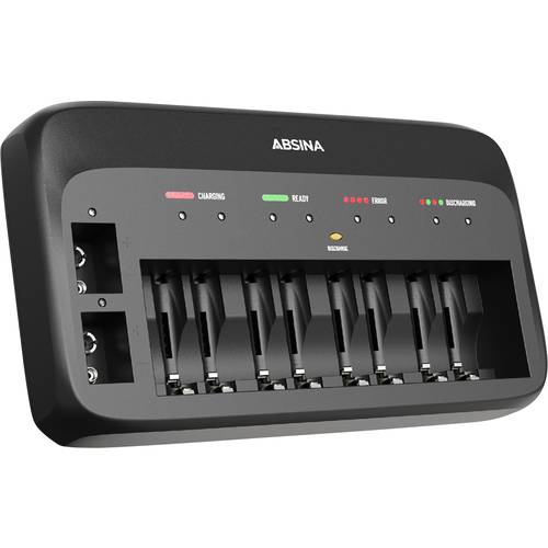 Absina 301003 Schnellladegerät NiMH, NiCd 9 V Block, Micro (AAA), Mignon (AA)