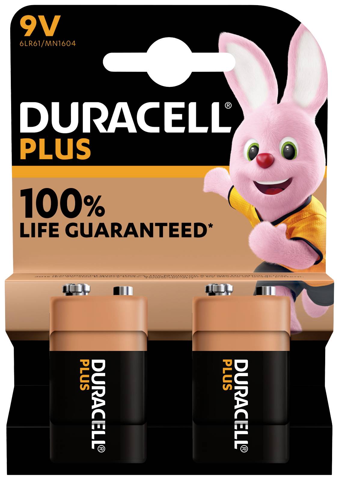 DURACELL Plus-9V B2 9 V Block-Batterie Alkali-Mangan 9 V 2 St.