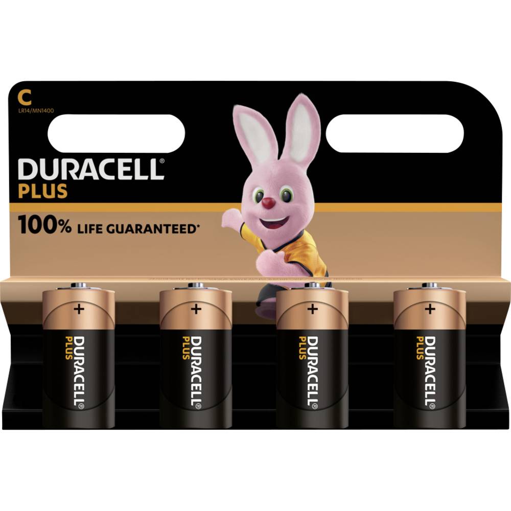 C batterij (baby) Duracell Plus-C K4 Alkaline 1.5 V 4 stuk(s)