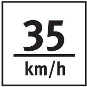 Verkehrsschild zeigt Geschwindigkeitsbegrenzung von 35 km/h.