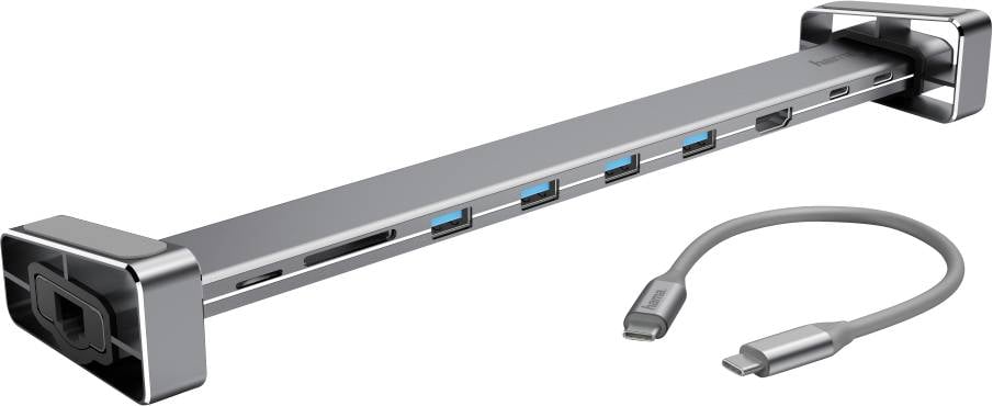 hama 00200103 USB-C-Docking-Station "Connect2Office Basic", abnehmbare Standfüße, 9 Ports