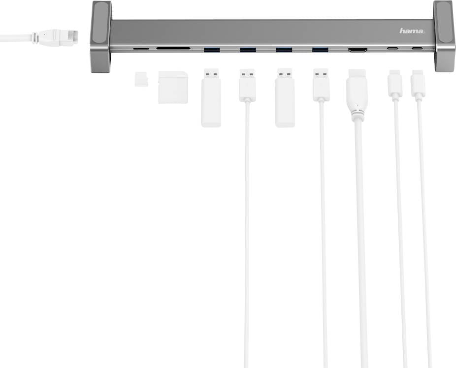 hama 00200103 USB-C-Docking-Station "Connect2Office Basic", abnehmbare Standfüße, 9 Ports-3