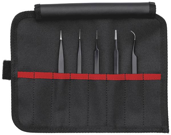 Knipex 92 00 01 ESD  Universalpinzette-Set 5teilig  Spitz, fein, extra dünn 128 mm