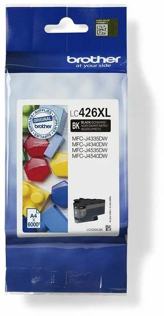 Verpackung einer schwarzen Brother LC426XL Druckerpatrone, kompatibel mit Modellen MFC-J4335DW, MFC-J4340DW, MFC-J4540DW.